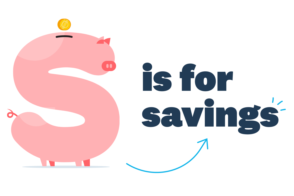 A piggy bank in the shape of an S - S for savings.