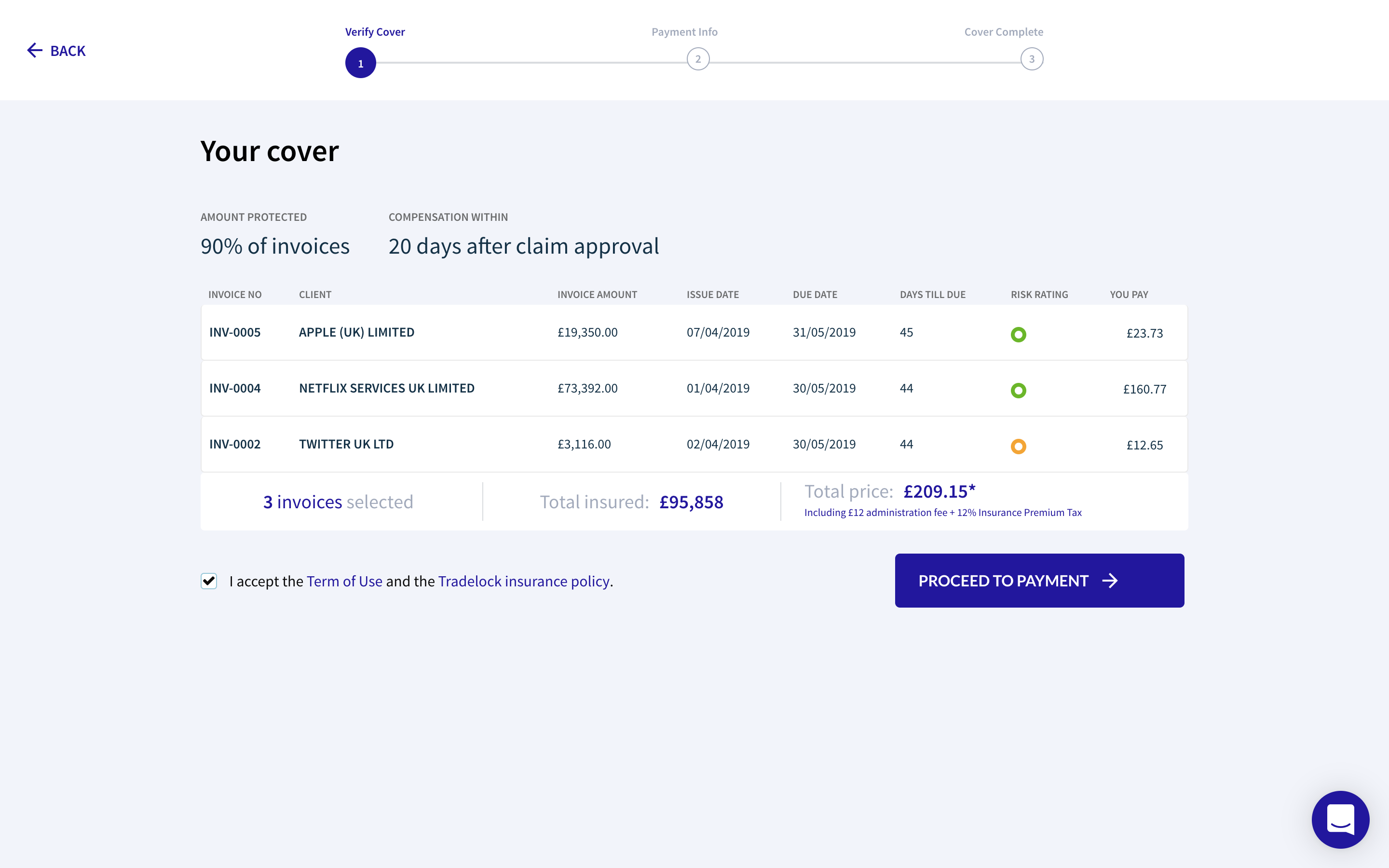 Screenshot 5 for app Tradelock Invoice Insurance