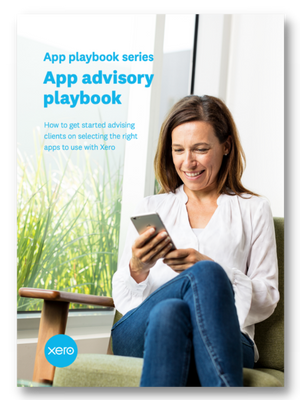 Cover of the app advisory playbook showing an advisor using an app on a mobile.