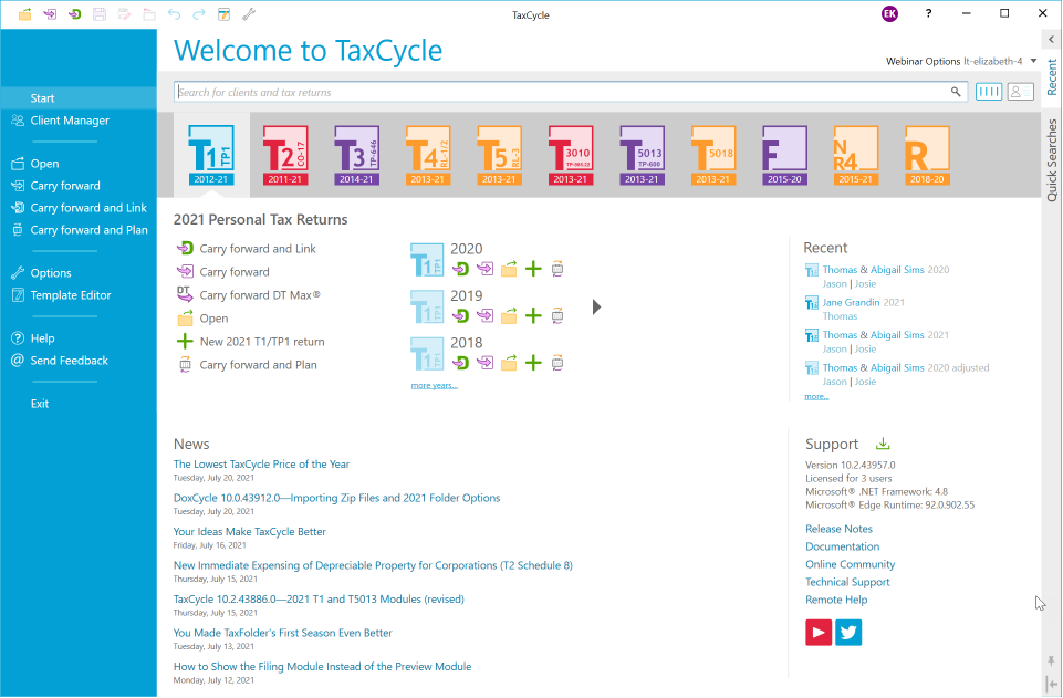 1 taxcycle start screen