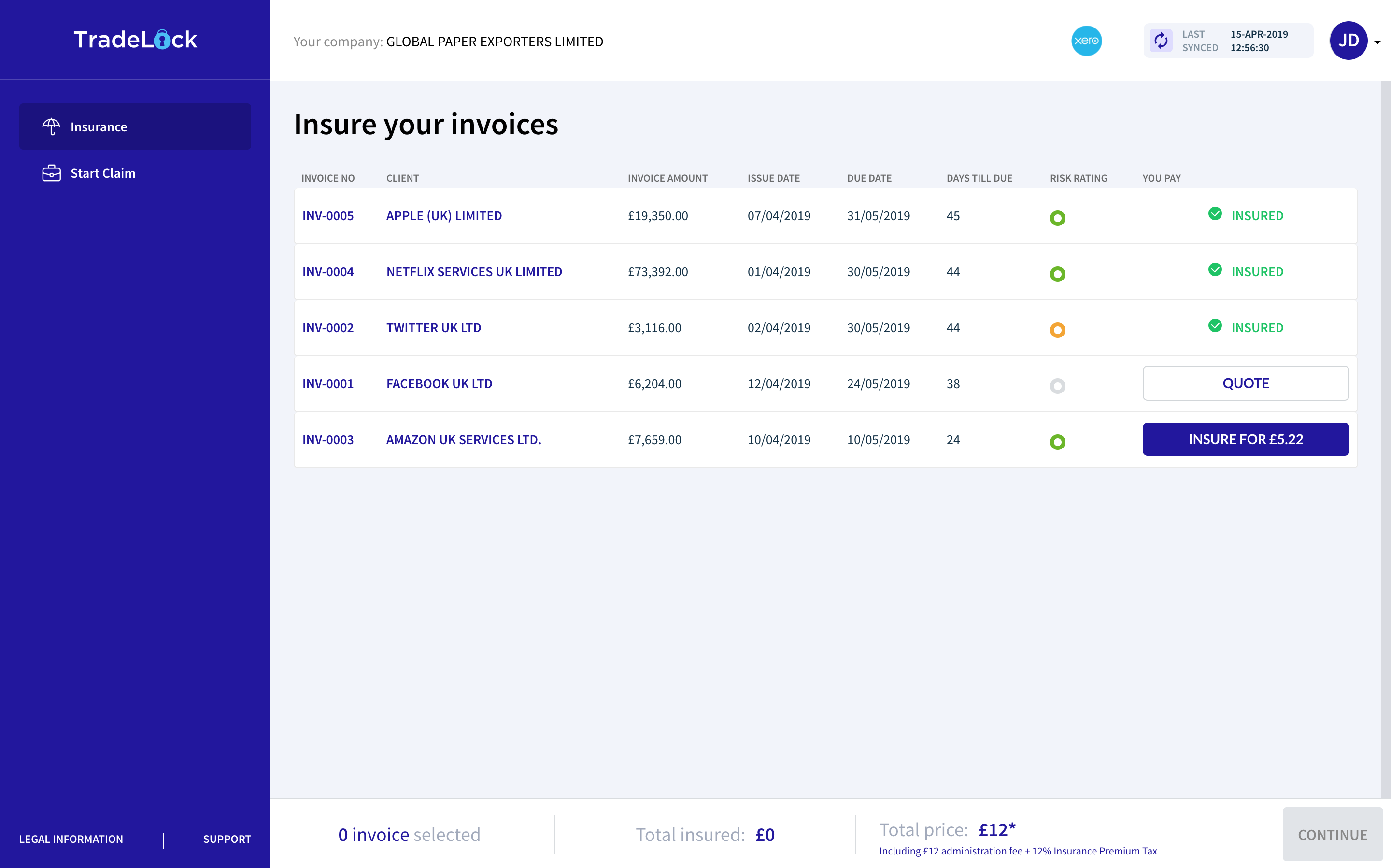 Screenshot 3 for app Tradelock Invoice Insurance