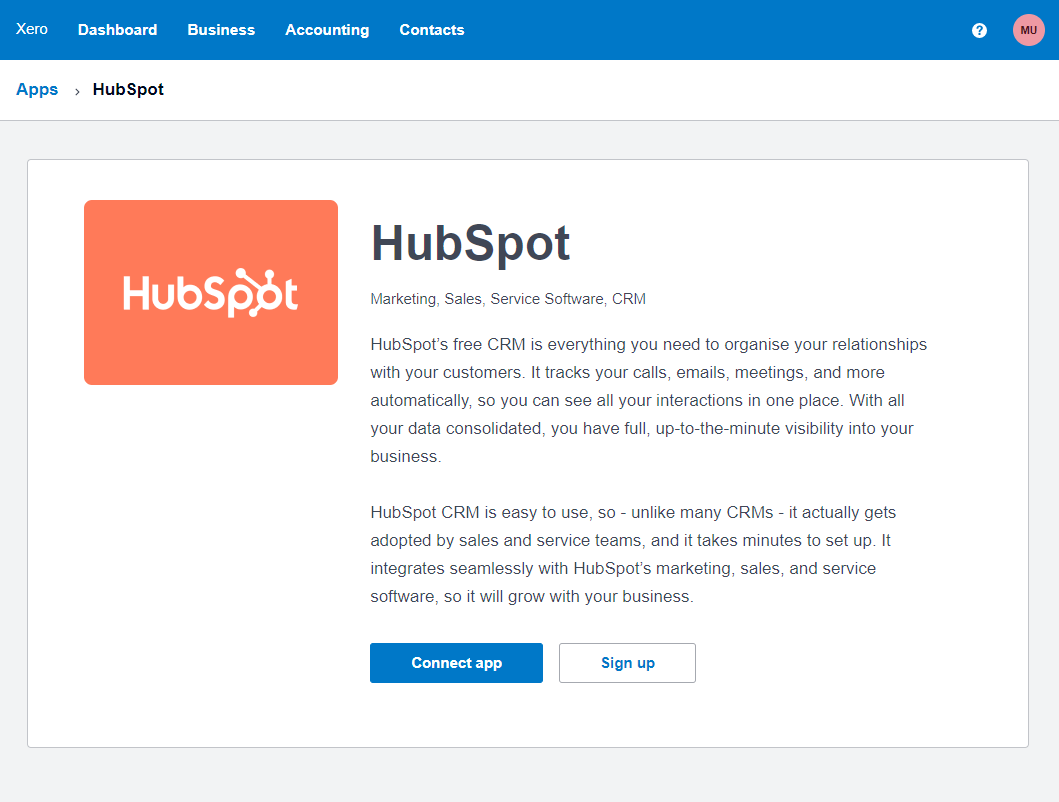 Screenshot 1 for app HubSpot CRM integration