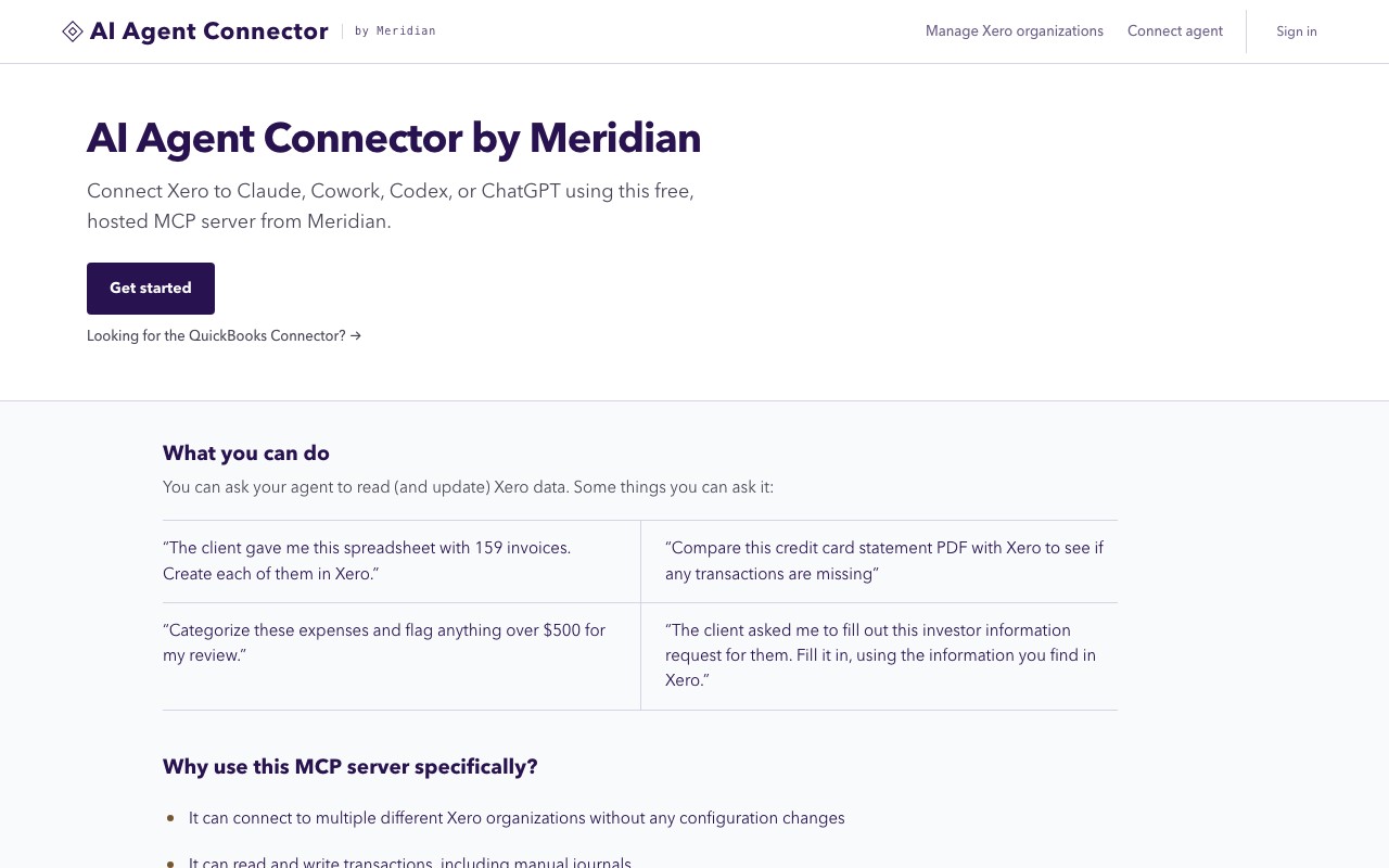Screenshot 1 for app AI agent connector by Meridian