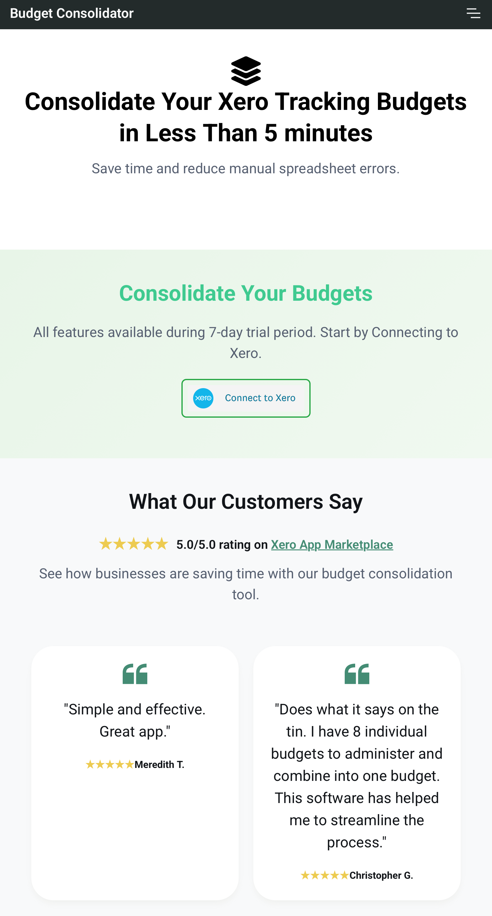 Screenshot 1 for app Budget Consolidator