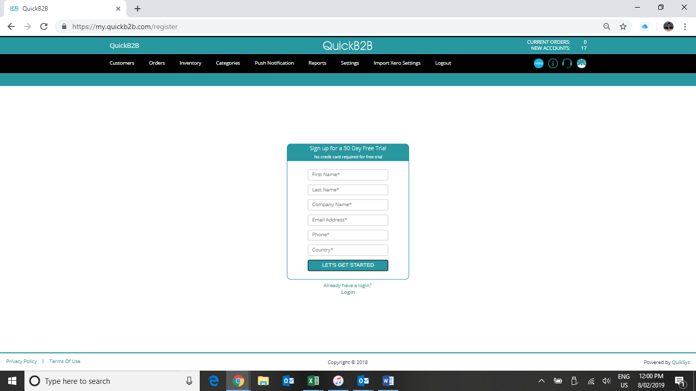 Screenshot 1 for app QuickB2B Order Management System