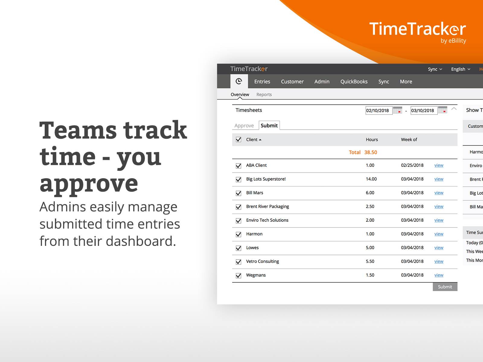 Screenshot 1 for app Time Tracker by eBillity