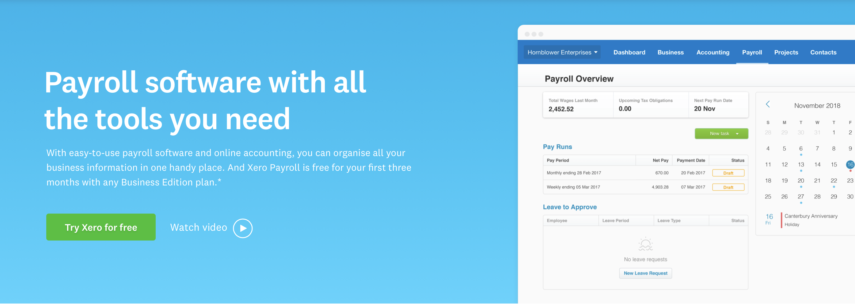Screenshot 1 for app Xero Payroll NZ