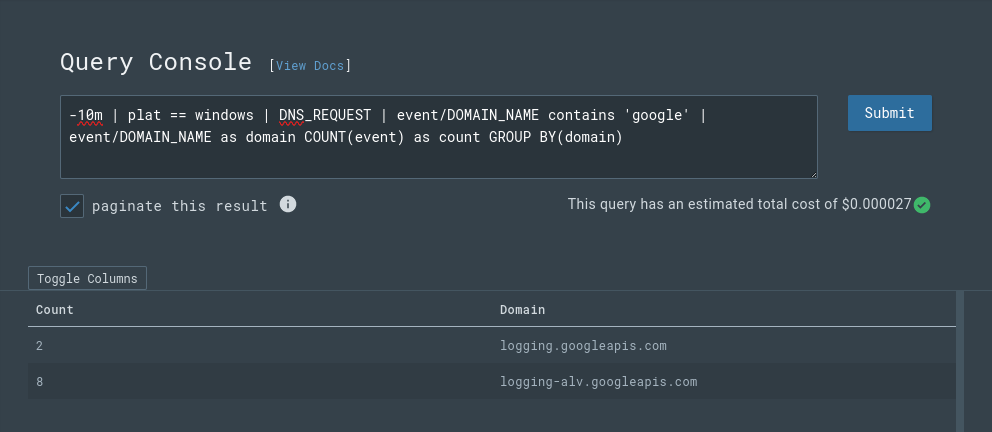 LCQL domains count