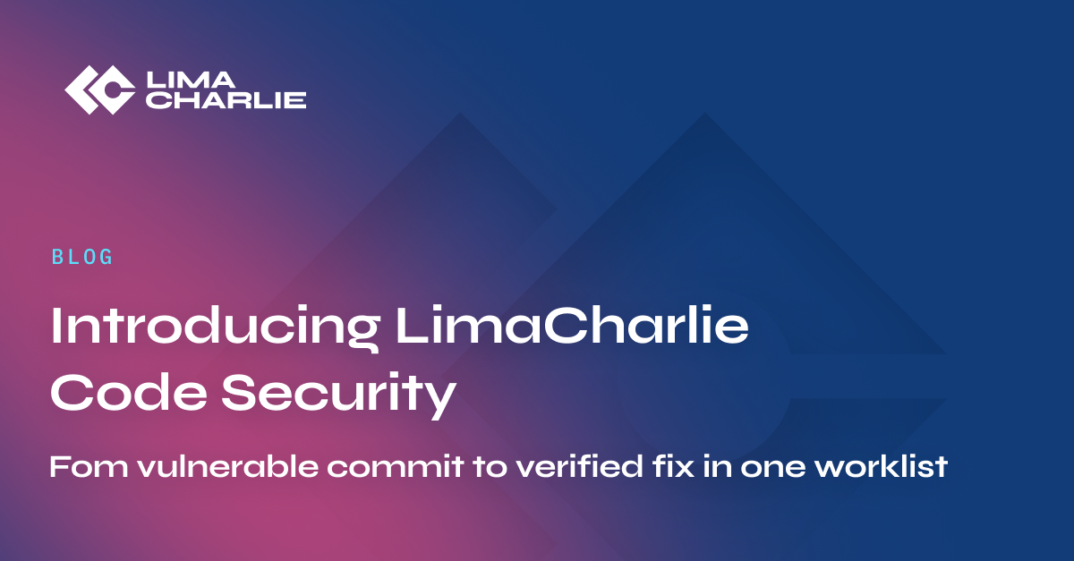 LimaCharlie Code Security launch