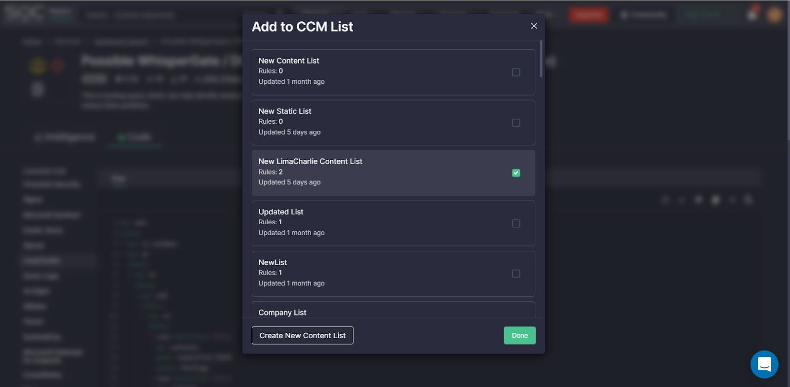 Then, select the Static List from the list of options. If you cannot find the list that matches your needs, click the Create New Content List button to build a new list from scratch. 