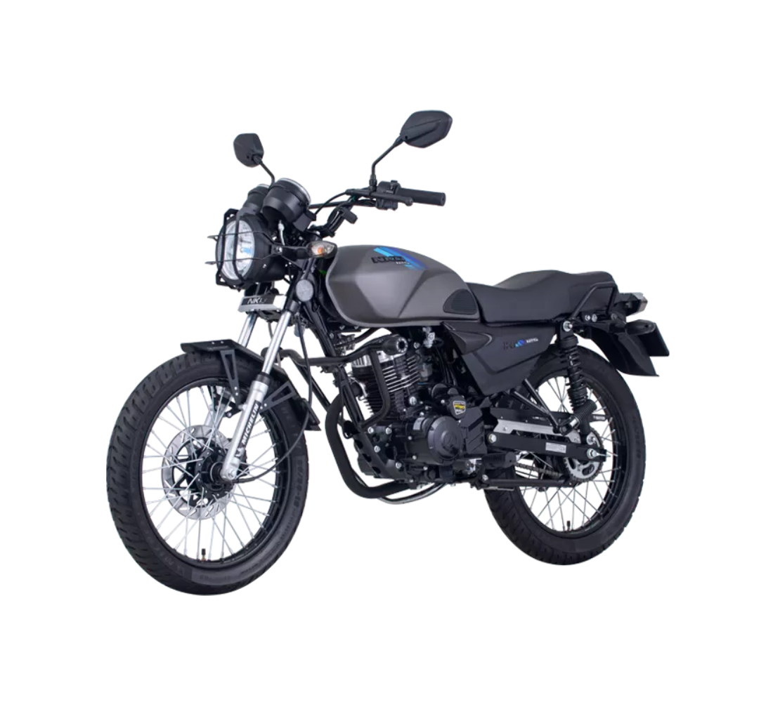 Motocicleta AKT NKD Mastech en plano diagonal galgo Colombia