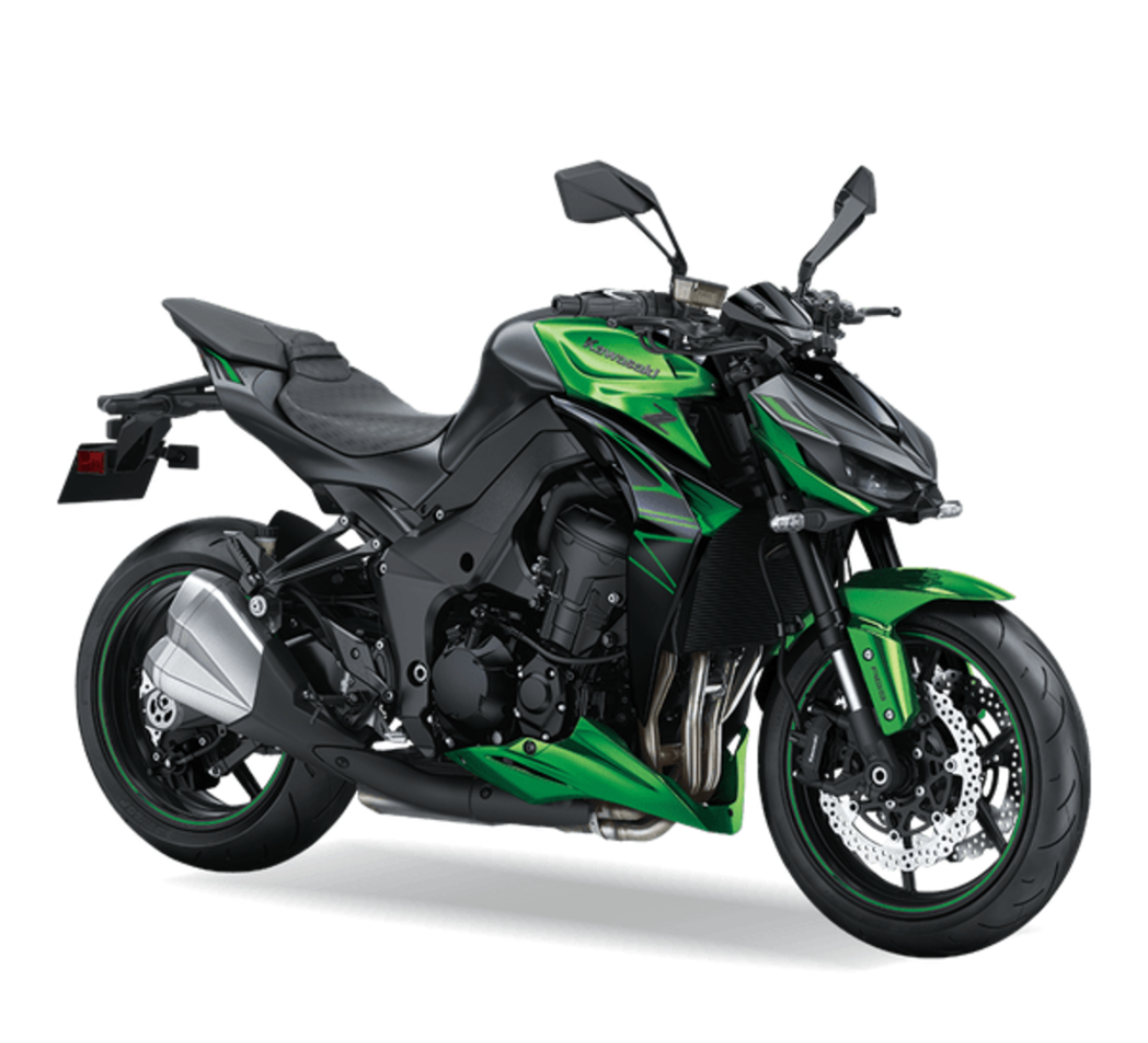 Motocicleta Kawasaki Z1000 en primer plano galgo Colombia