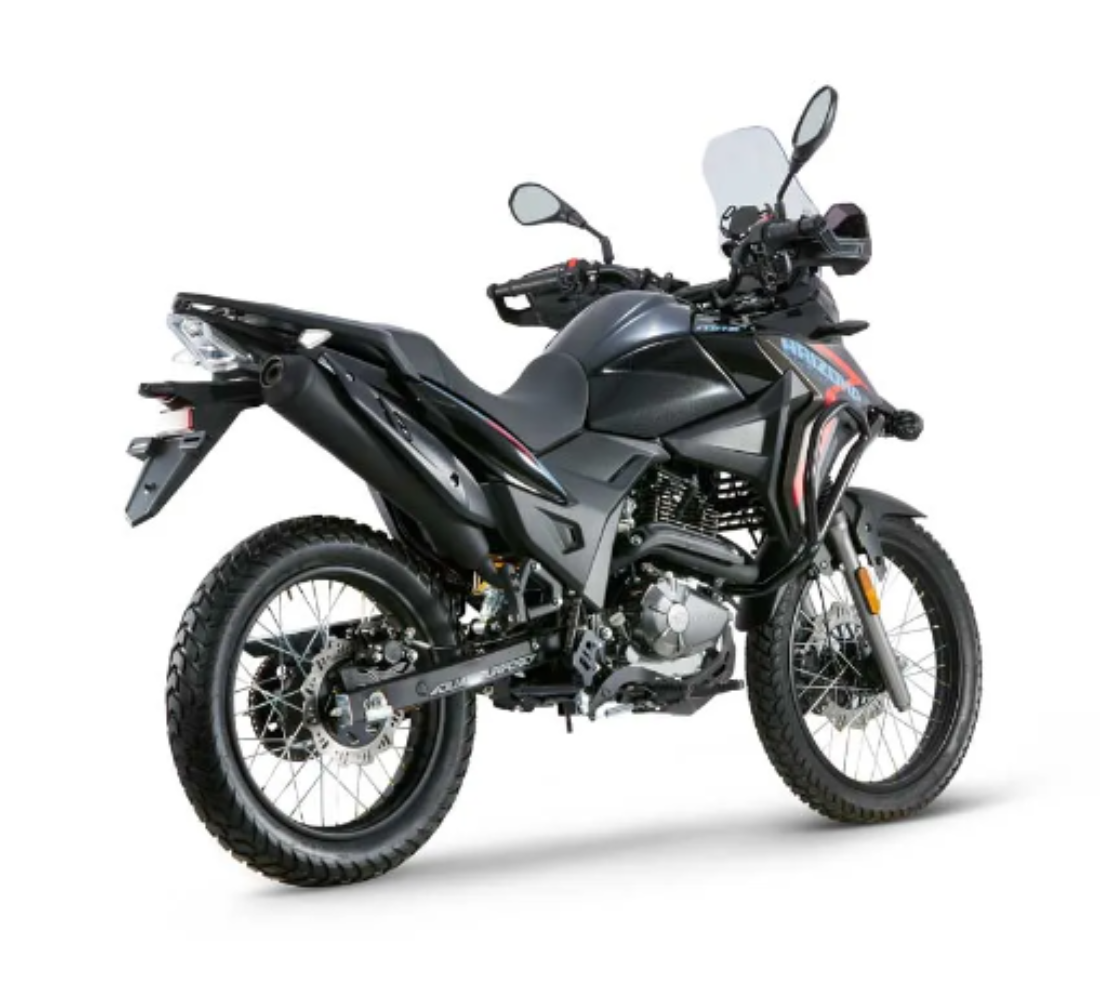 Motocicleta Victory MRX Arizona Xplore en plano diagonal galgo Colombia