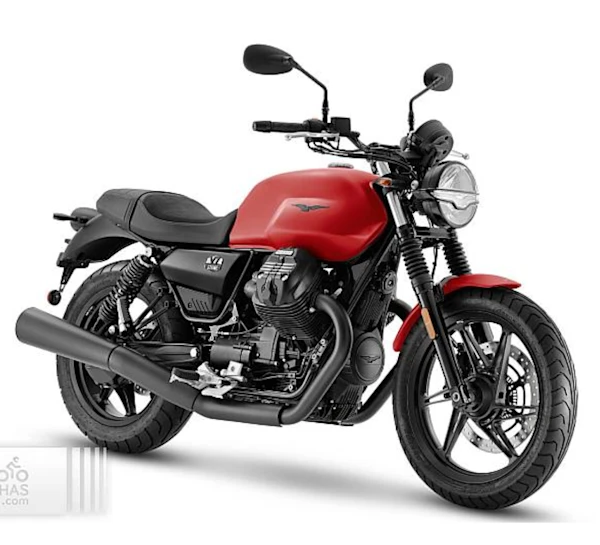 Motocicleta Moto Guzzi V7 Stone en primer plano galgo México