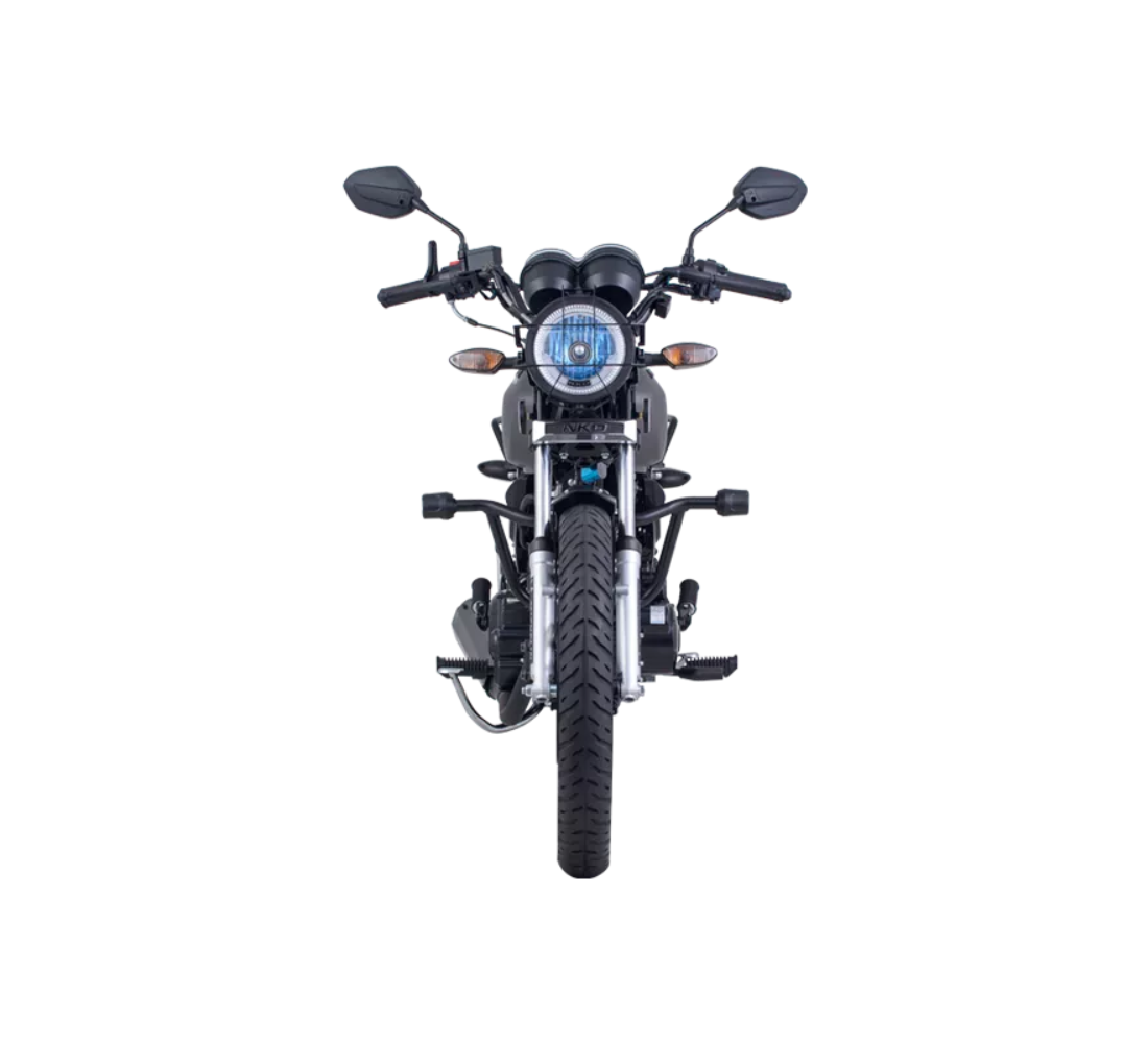 Motocicleta AKT NKD Mastech en plano frontal galgo Colombia