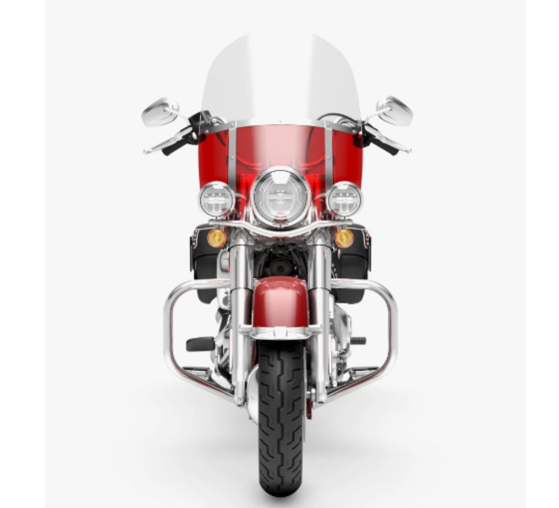 Motocicleta Harley Davidson Hydra-Glide Revival en plano frontal galgo México