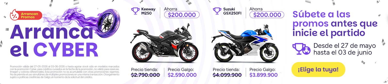 El cyber de motos que estabas esperando tiene los precios más baratos en chile. Descuentos en cyber day de galgo