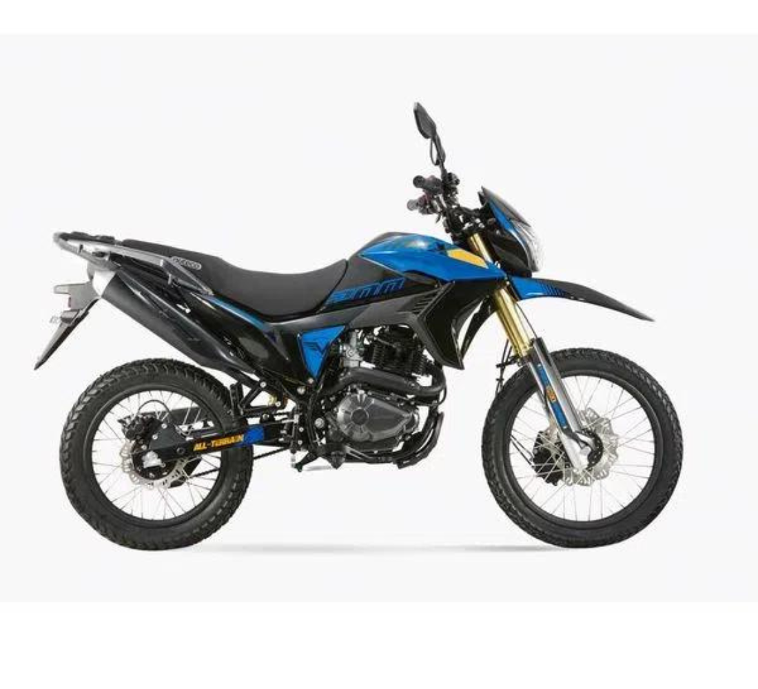 Motocicleta Victory MRX 200 en plano lateral galgo Colombia