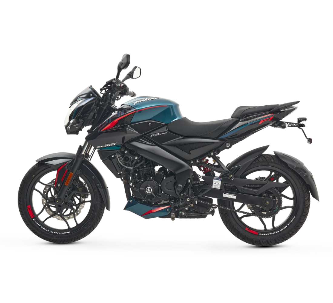 Motocicleta Bajaj Pulsar NS 200 FI ABS en plano lateral galgo Colombia