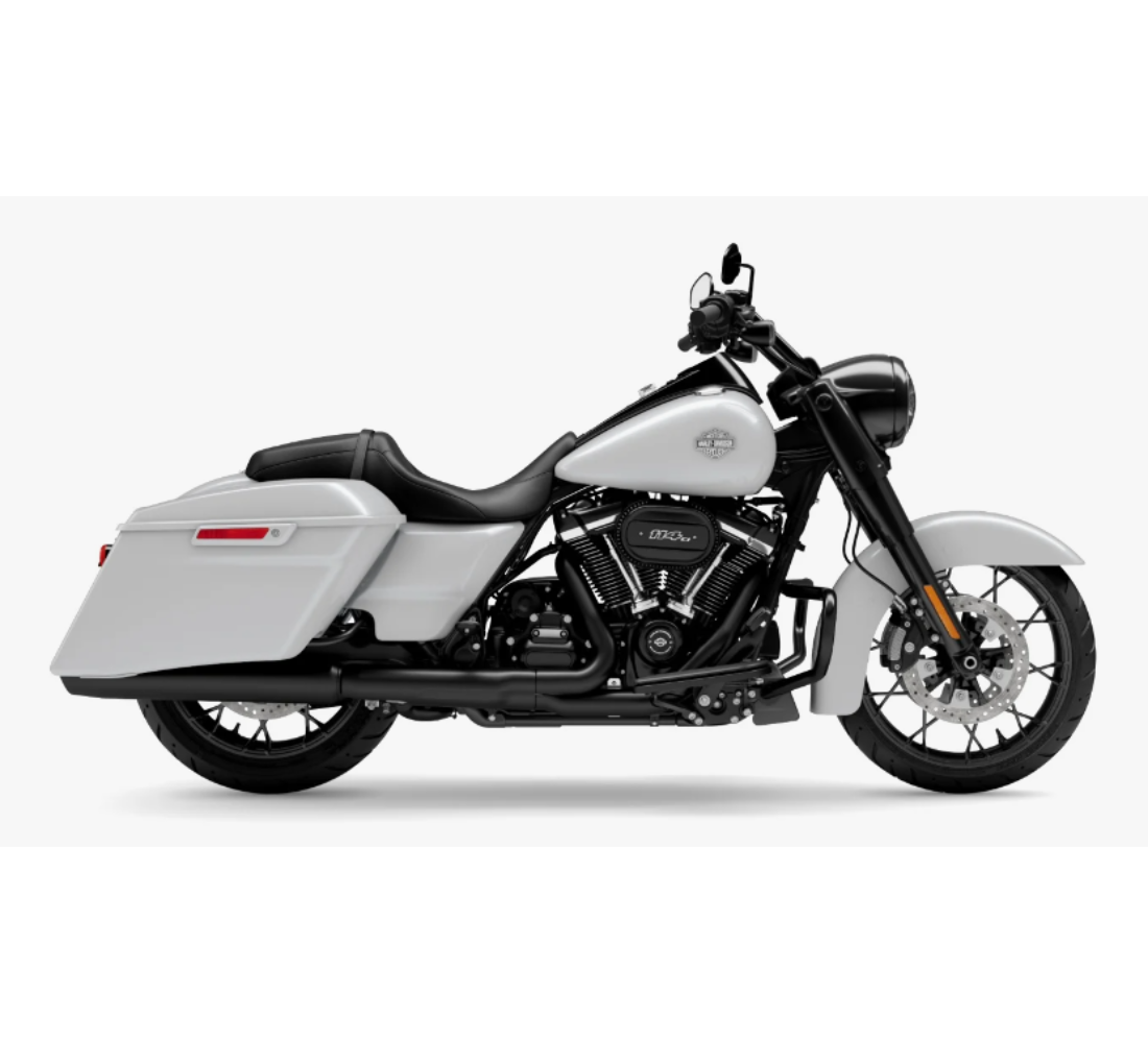 Motocicleta Harley Davidson Road King Special en plano lateral galgo México