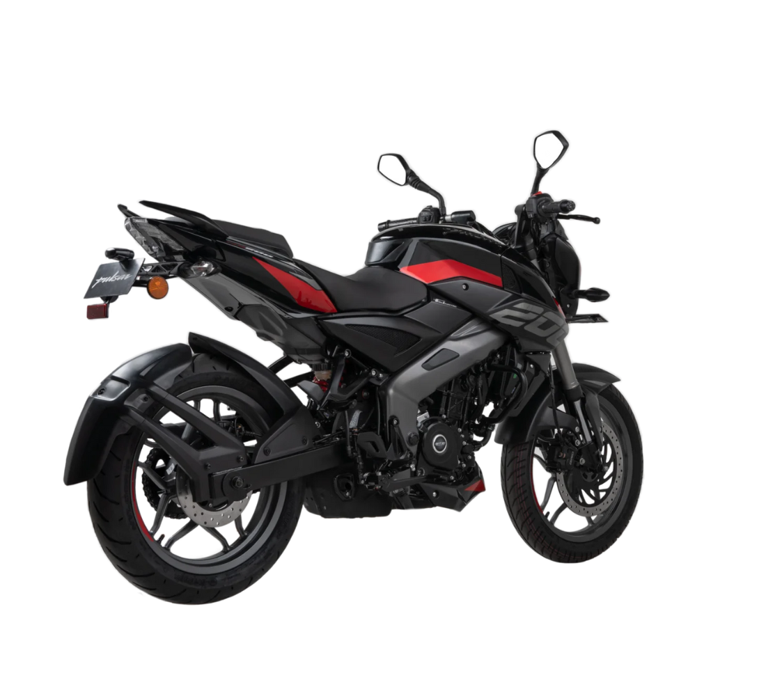 Motocicleta Bajaj Pulsar 200 NS FI UG en plano diagonal galgo Colombia