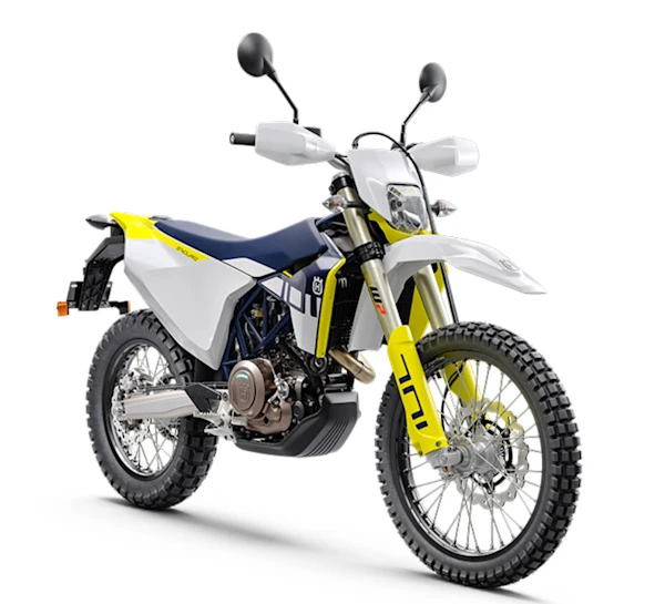 Motocicleta Husqvarna 701 Enduro en primer plano galgo México