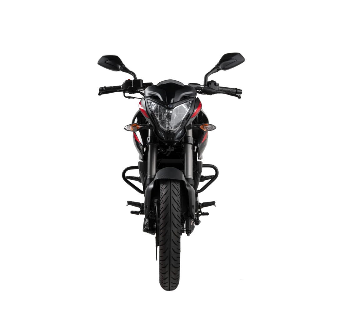 Motocicleta Bajaj Pulsar 200 NS FI UG en plano frontal galgo Colombia