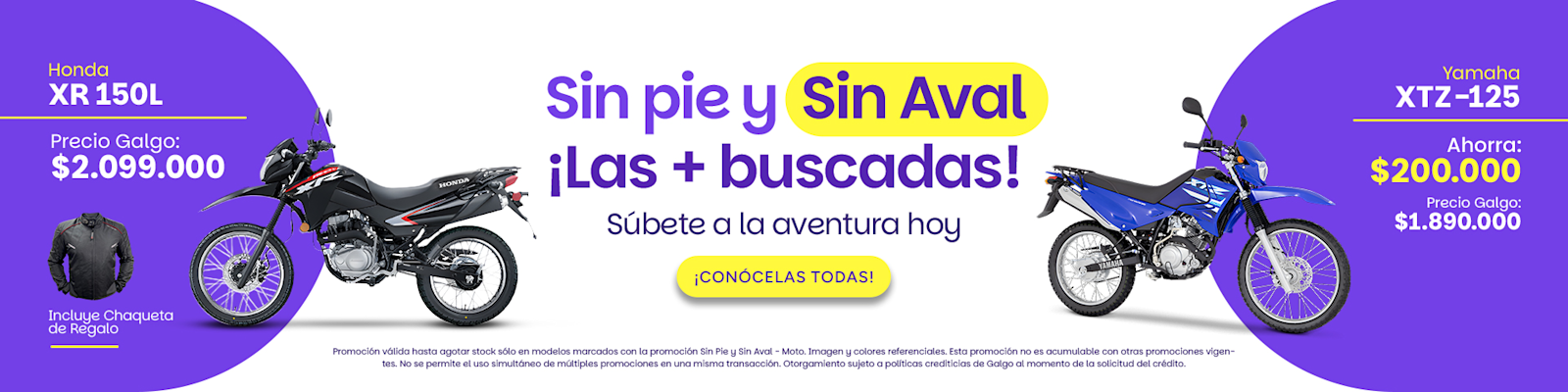 Promoción especial en motos para segmentos de delivery, oficinista y recreación. La mejor oferta en motos sin pie y sin aval, accesibilidad para todos. Mayo yamaha xtz 125