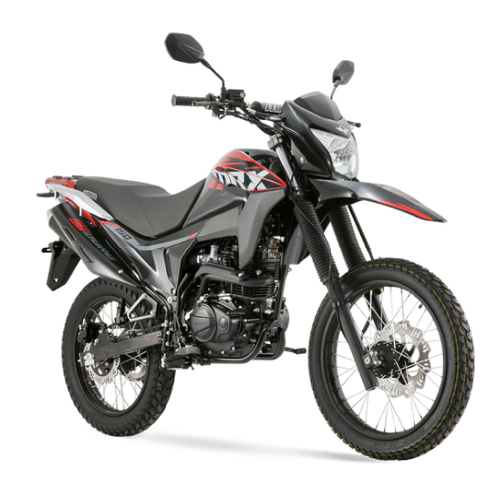 Motocicleta Victory MRX 150 TK en primer plano galgo Colombia