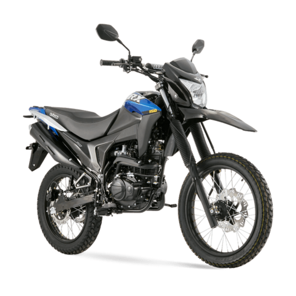 Motocicleta Victory MRX 150 en primer plano galgo Colombia