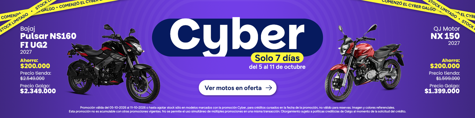 El cyber de motos que estabas esperando tiene los precios más baratos en chile. Descuentos en cyber day de galgo