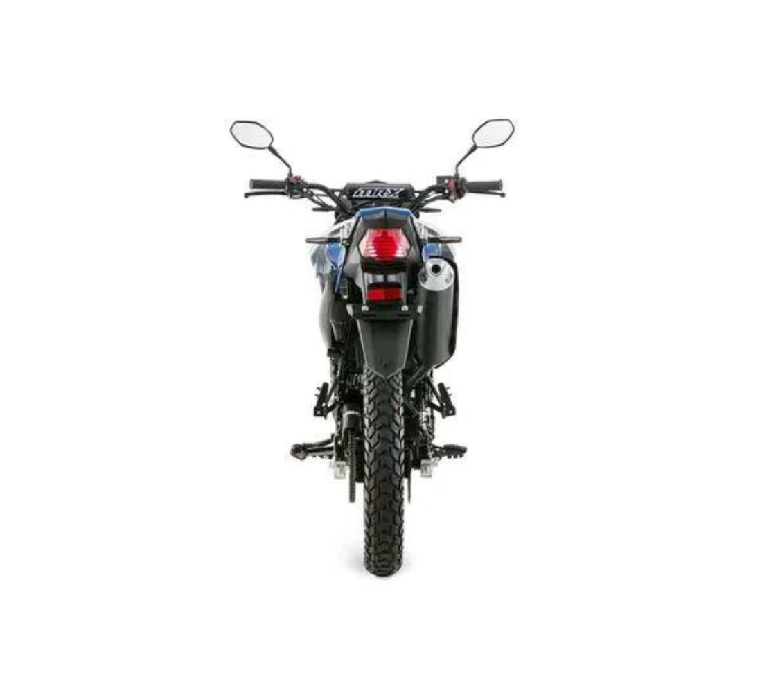 Motocicleta Victory MRX 150 en plano trasero galgo Colombia