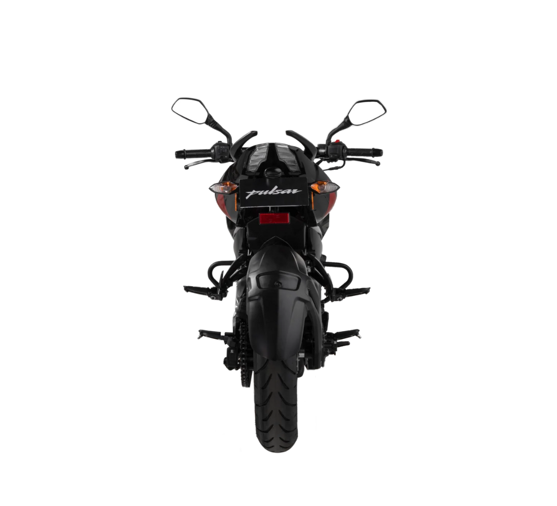 Motocicleta Bajaj Pulsar 200 NS FI UG en plano trasero galgo Colombia
