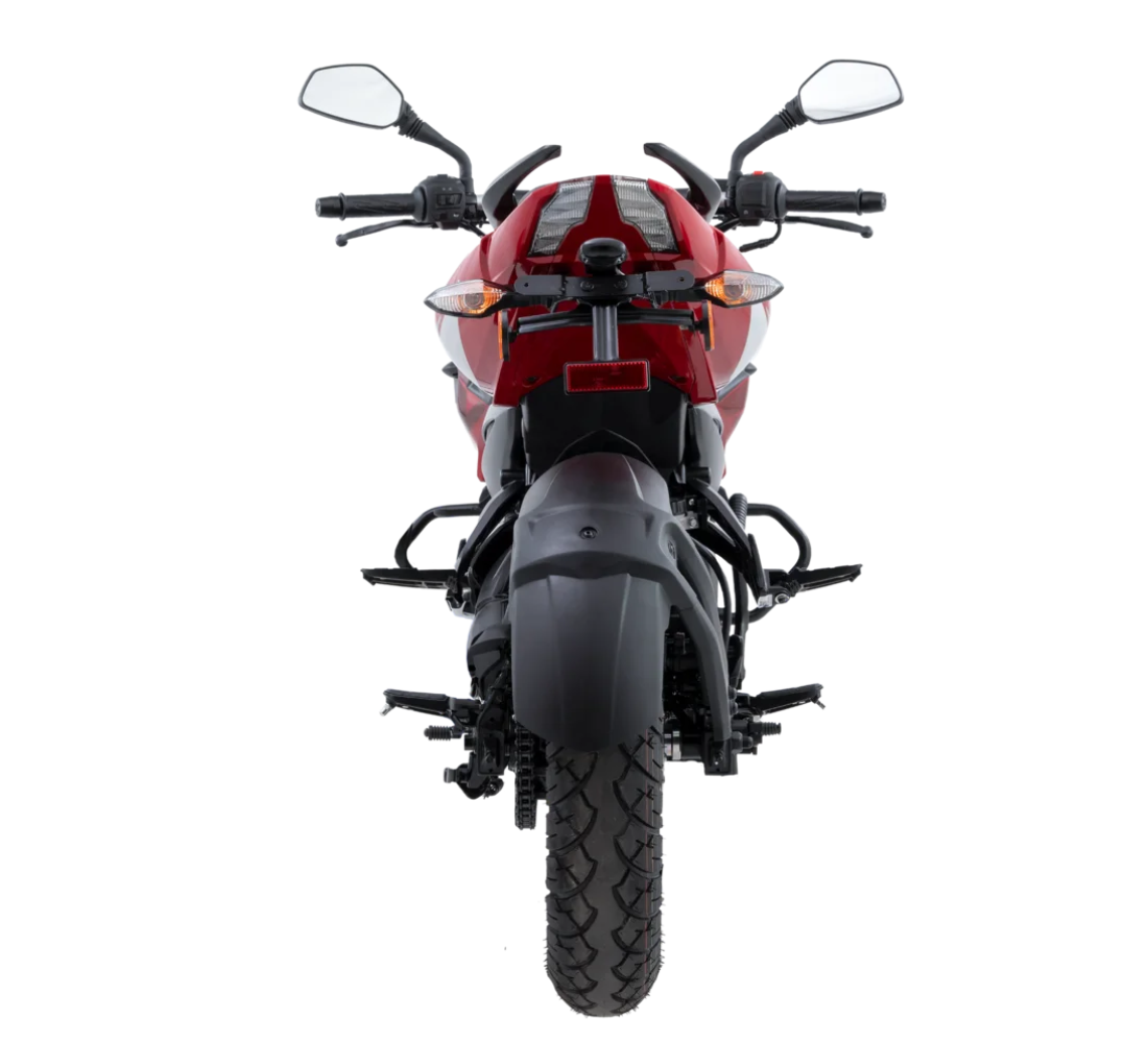 Motocicleta Bajaj Pulsar NS 160 FI ABS UG en plano trasero galgo Colombia