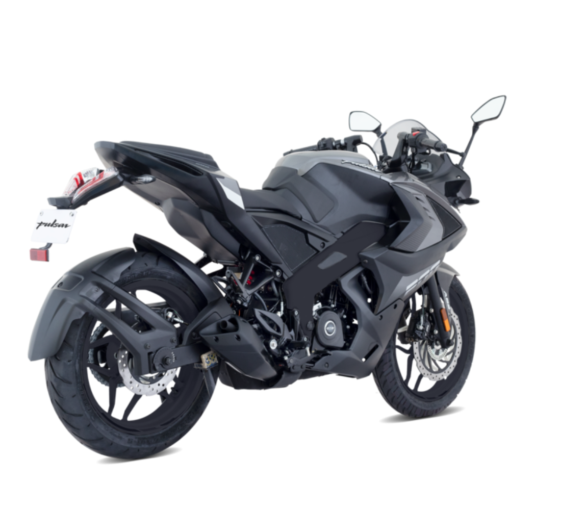Motocicleta Bajaj Pulsar RS 200 FI ABS en plano diagonal galgo Colombia