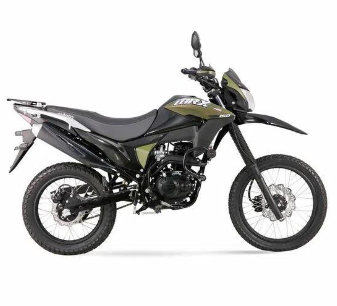 Motocicleta Victory MRX 150 Pro en plano lateral galgo Colombia
