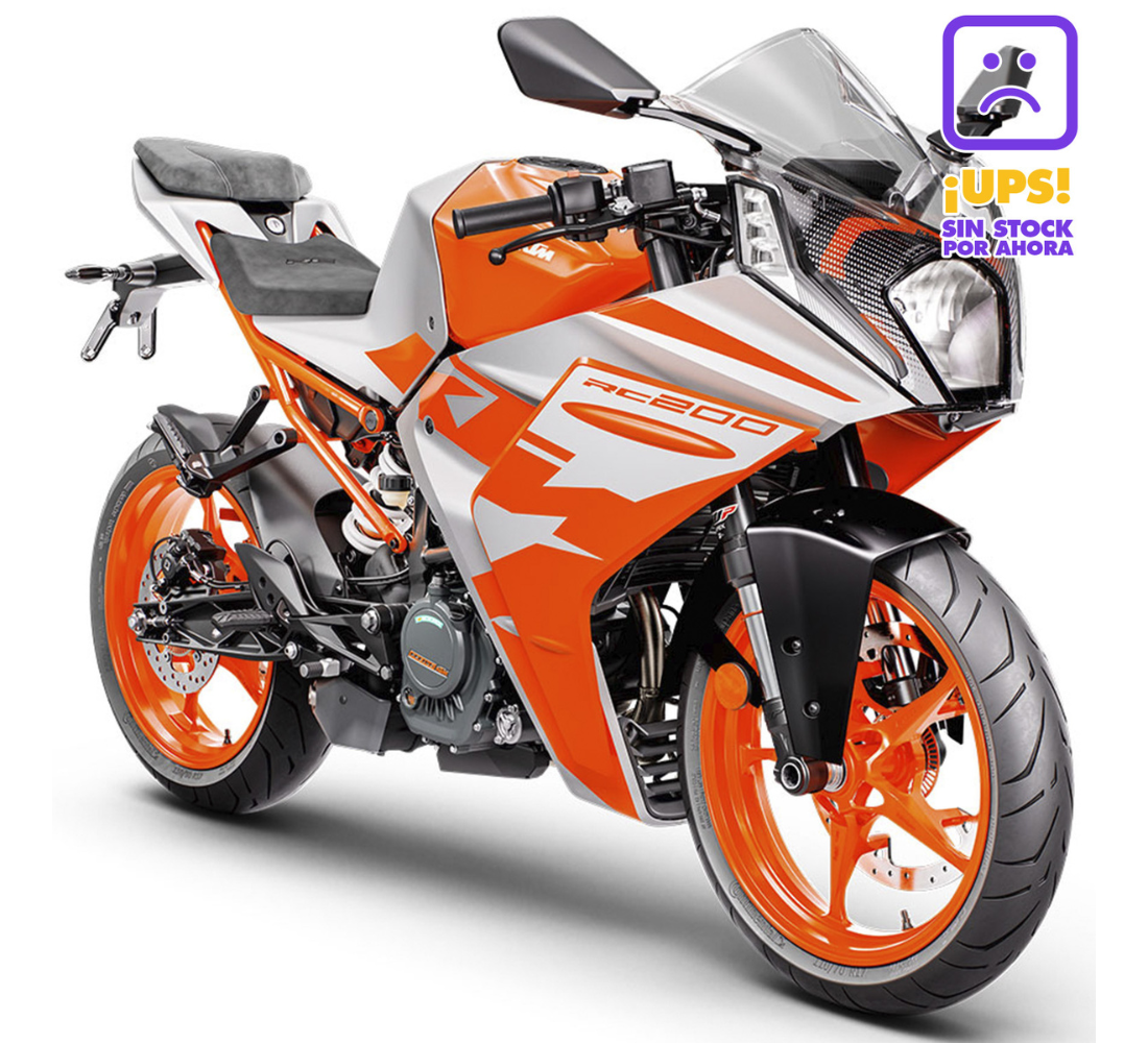 Motocicleta KTM RC 200 en primer plano galgo Perú