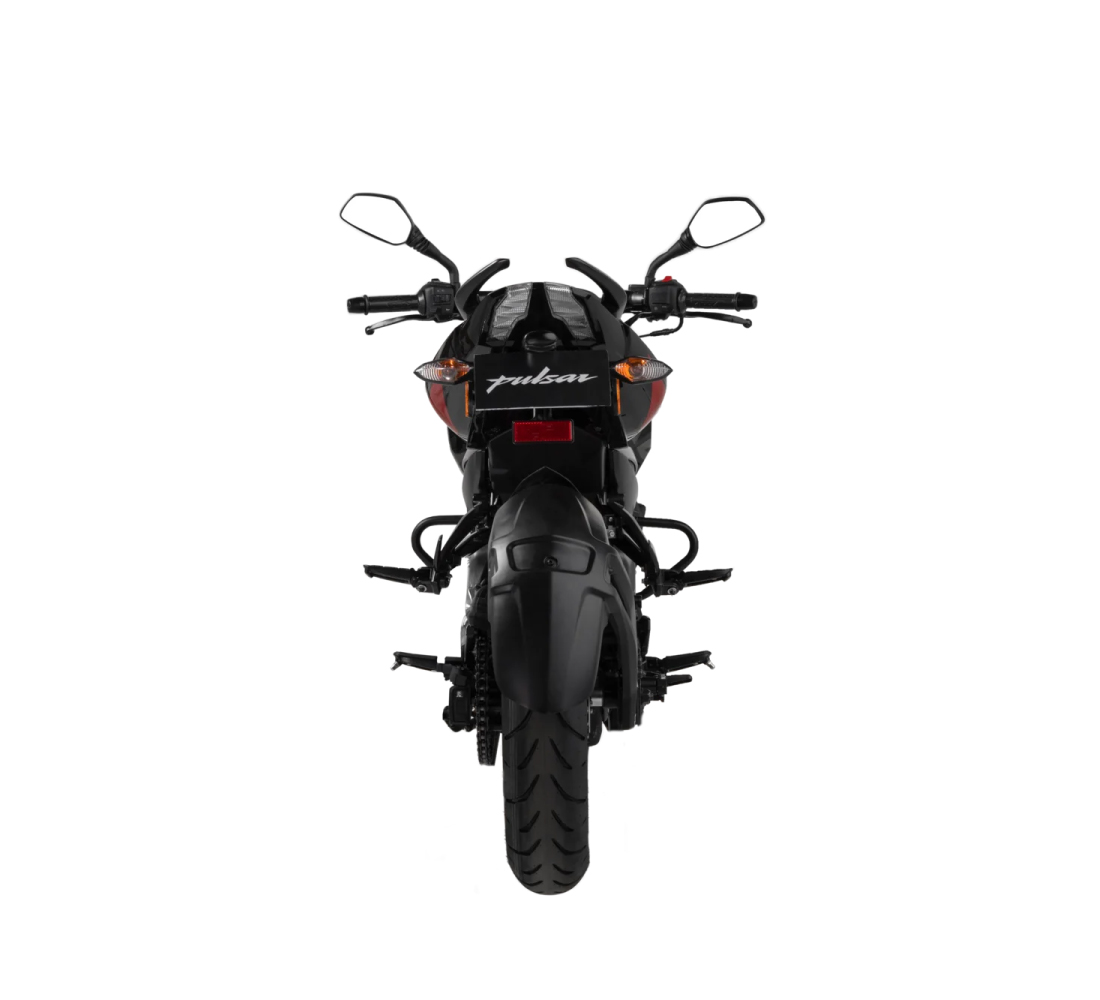 Motocicleta Bajaj Pulsar 200 NS FI UG en plano trasero galgo Colombia