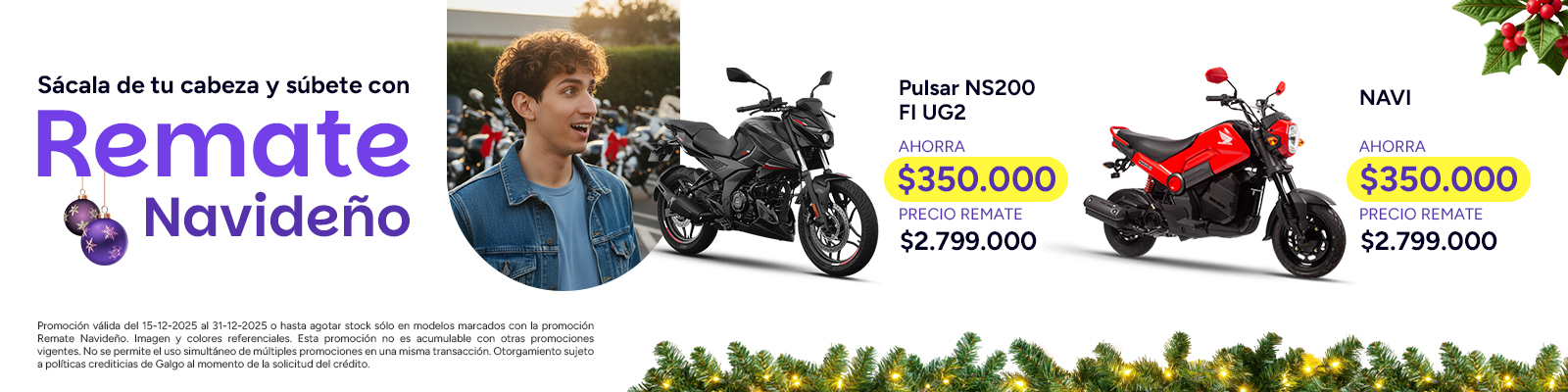 La navidad llego con un remate de nuestras mejores motos a precios de oferta, muy bajos, consigue motos yamaha, honda, bajaj y keeway a excelente precio