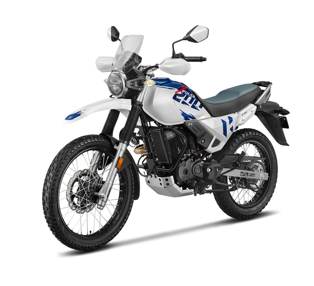 Motocicleta Hero Xpulse 200 en plano diagonal galgo México