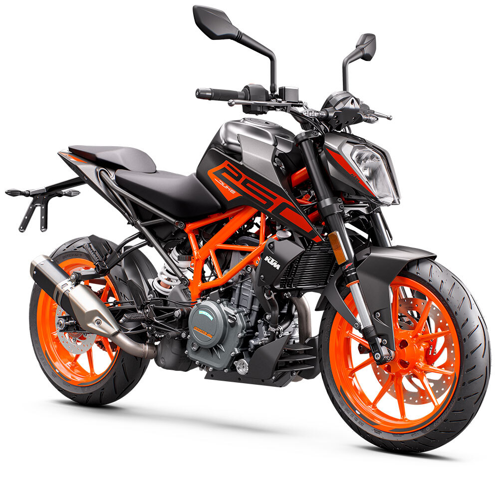 Motocicleta KTM Duke 250 en primer plano galgo Perú