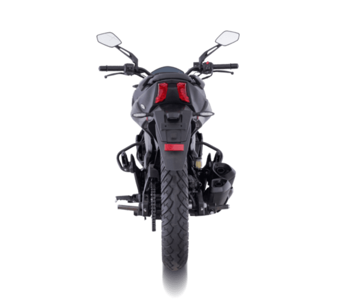 Motocicleta Bajaj Dominar 250 en plano trasero galgo Colombia