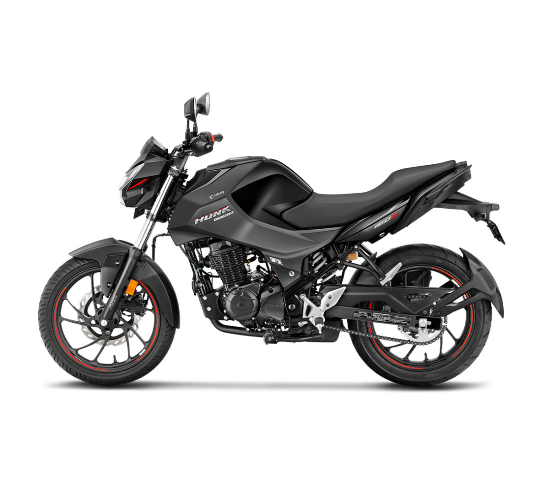 Motocicleta Hero Hunk 160R en plano lateral galgo México