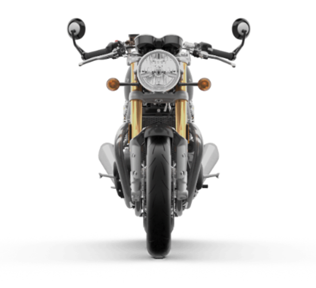 Motocicleta Triumph Thruxton RS en plano frontal galgo México
