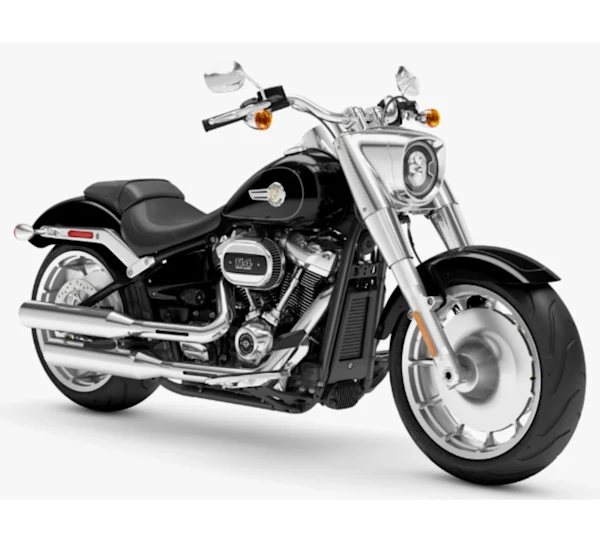 Motocicleta Harley Davidson Fat Boy 114 en primer plano galgo México