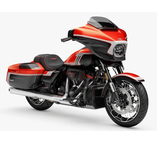 Motocicleta Harley Davidson CVO Street Glide en primer plano galgo México