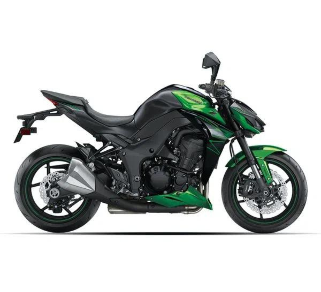 Motocicleta Kawasaki Z1000 en plano lateral galgo Colombia