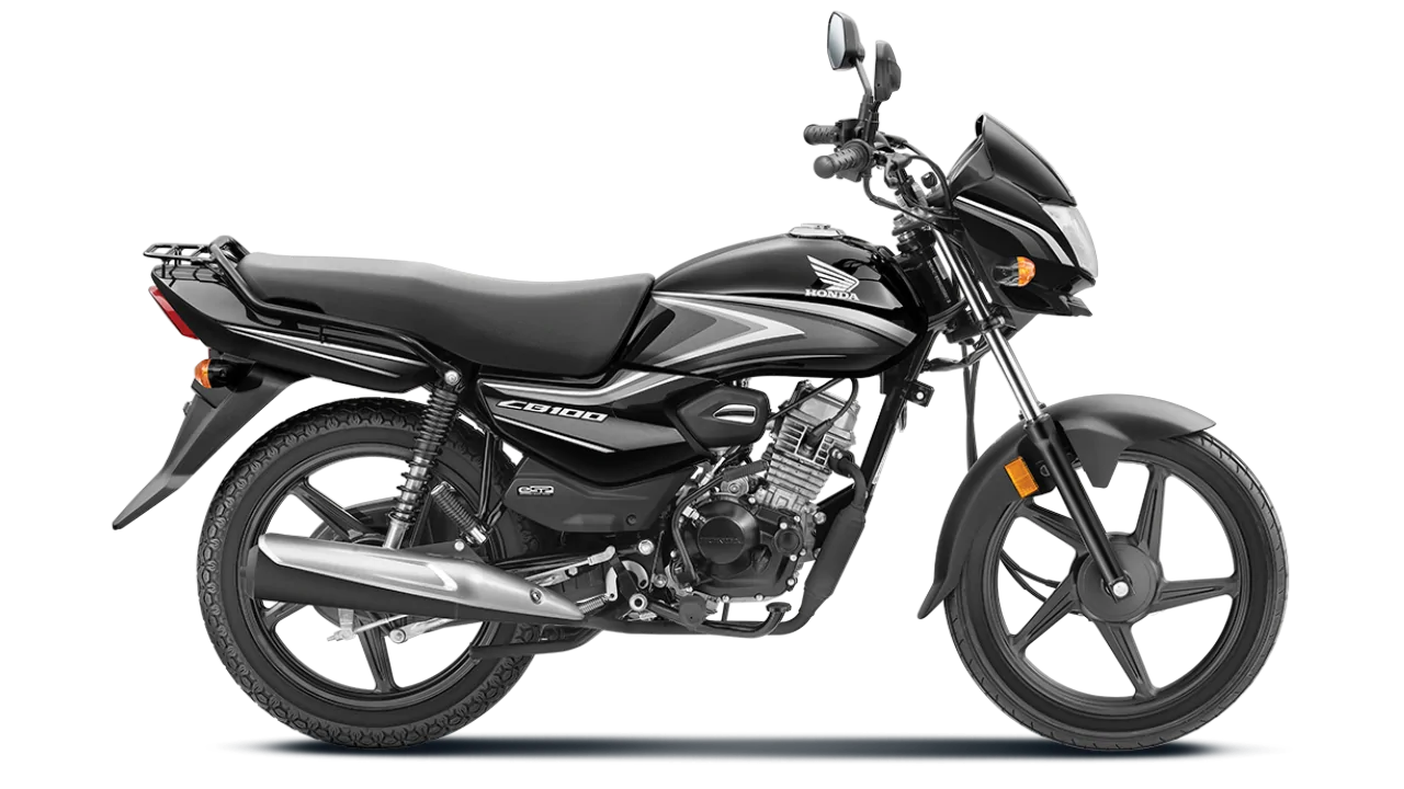 Motocicleta Honda CB 100 en plano lateral negro galgo Colombia