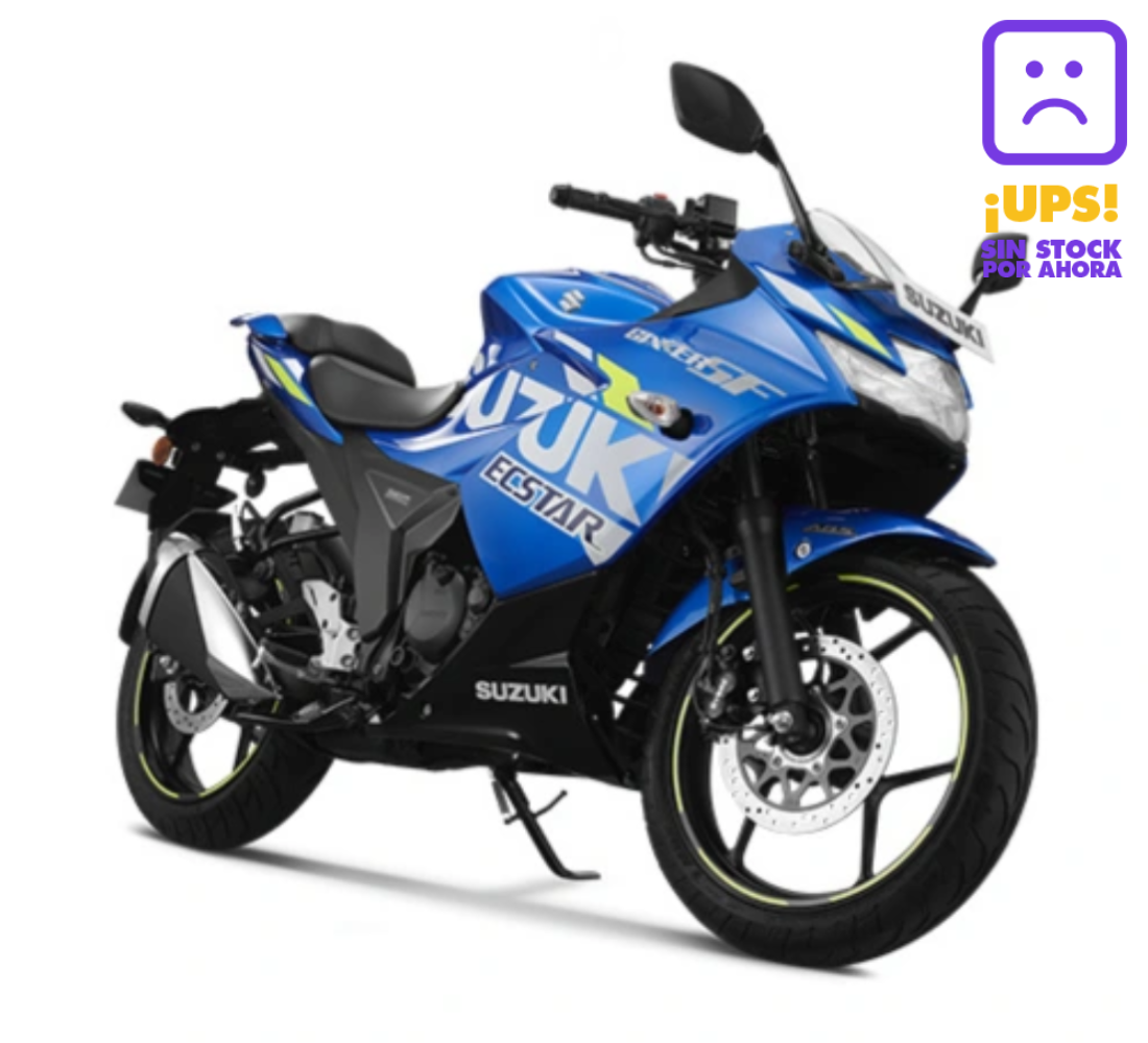 Motocicleta Suzuki Gixxer 150 FI en primer plano galgo Chile