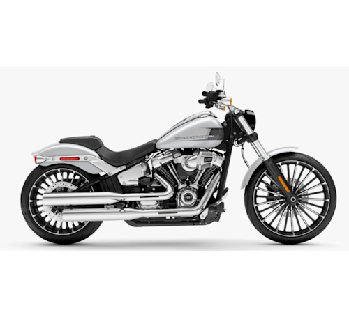 Motocicleta Harley Davidson Breakout 117 en plano lateral galgo México